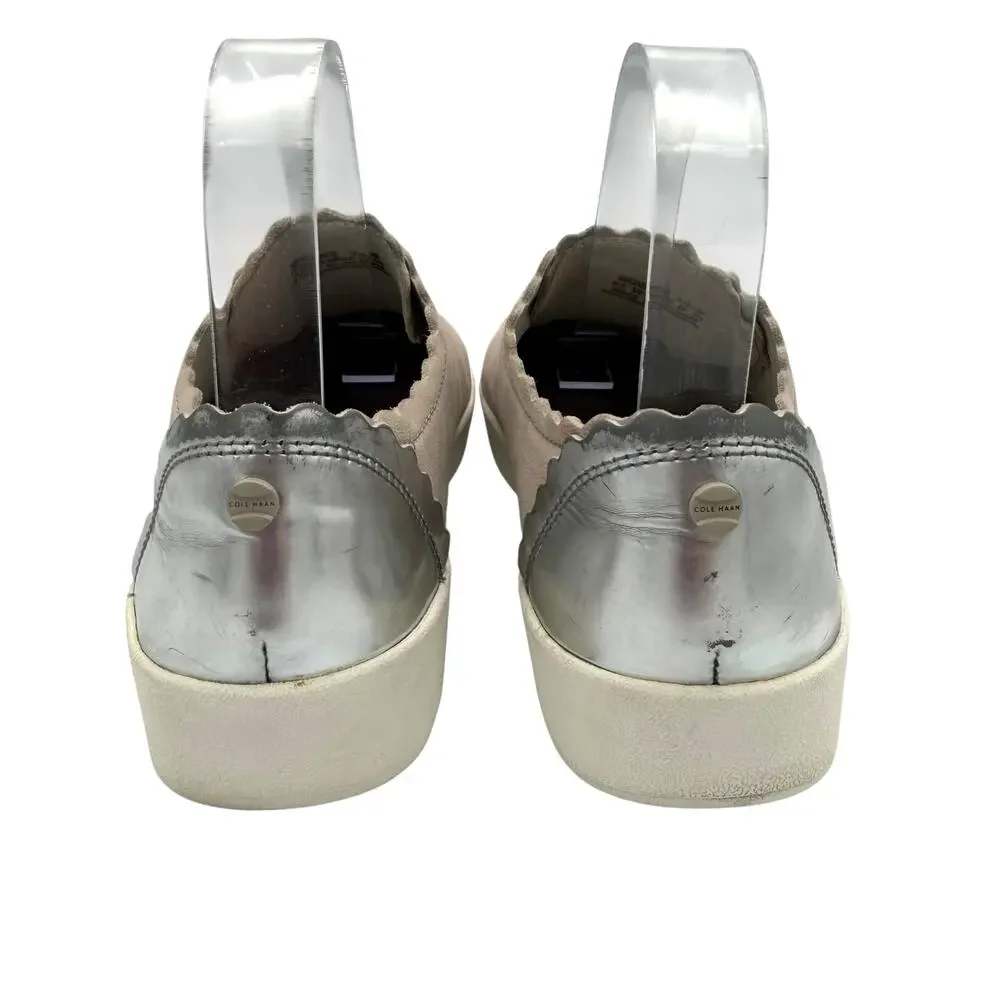 Cole Haan GrandPro Spectator Gray Nubuck Leather Scallop Slip-On Casual Sneakers